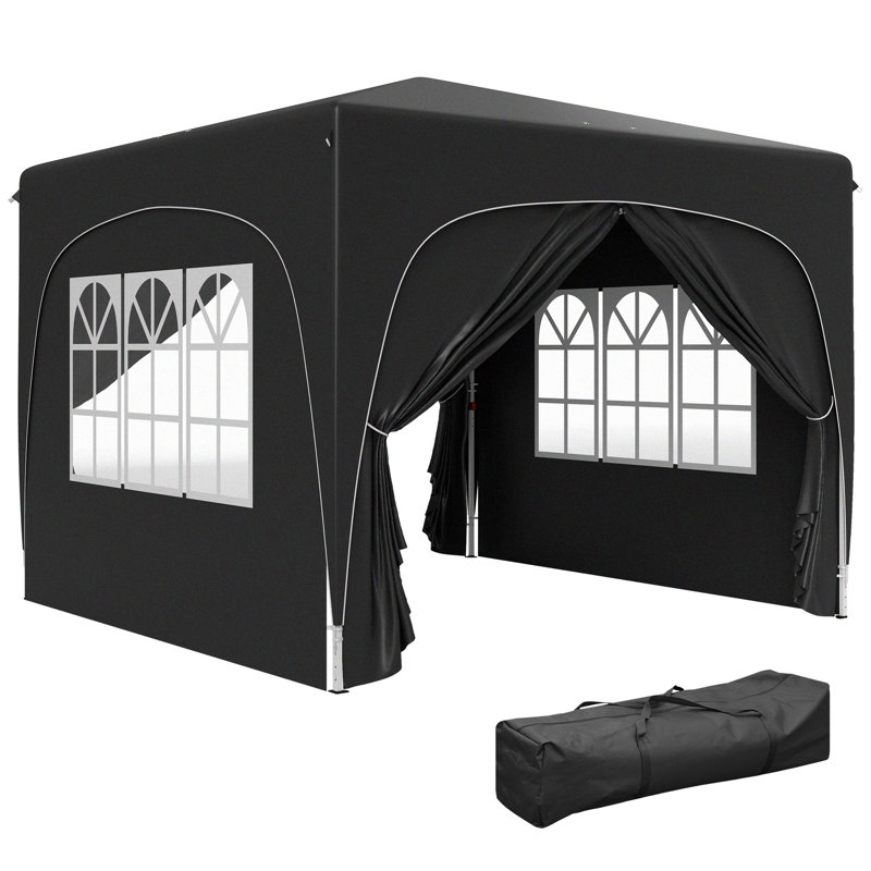 Outsunny 3 x 3(m) Pop Up Gazebo with Sides, Carry Bag, UPF50+, Black
