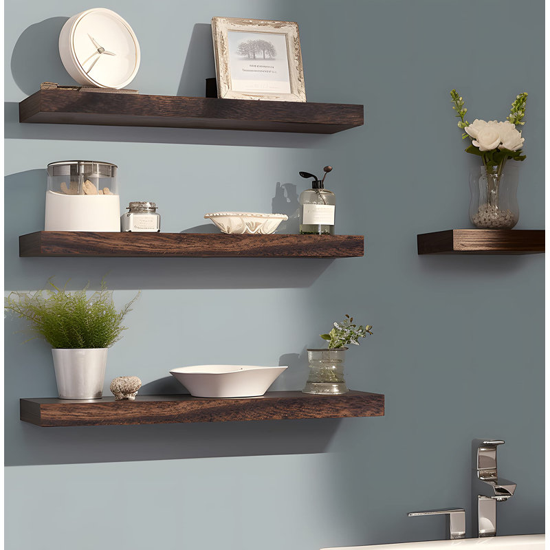 Fein 4 Piece Floating Shelf, Brown