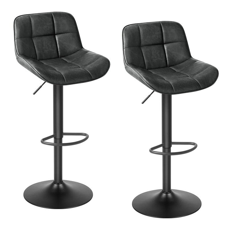Swivel Upholstered Adjustable Height Counter Stool with Metal Frame, Athracite