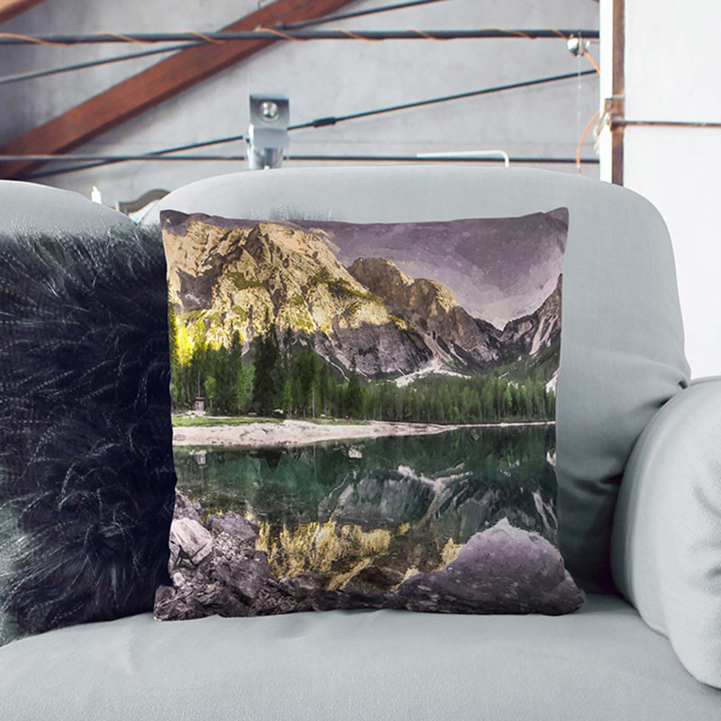 Mountain Beauty Cushion with Filling, 55cm H x 55cm W x 20cm D, White