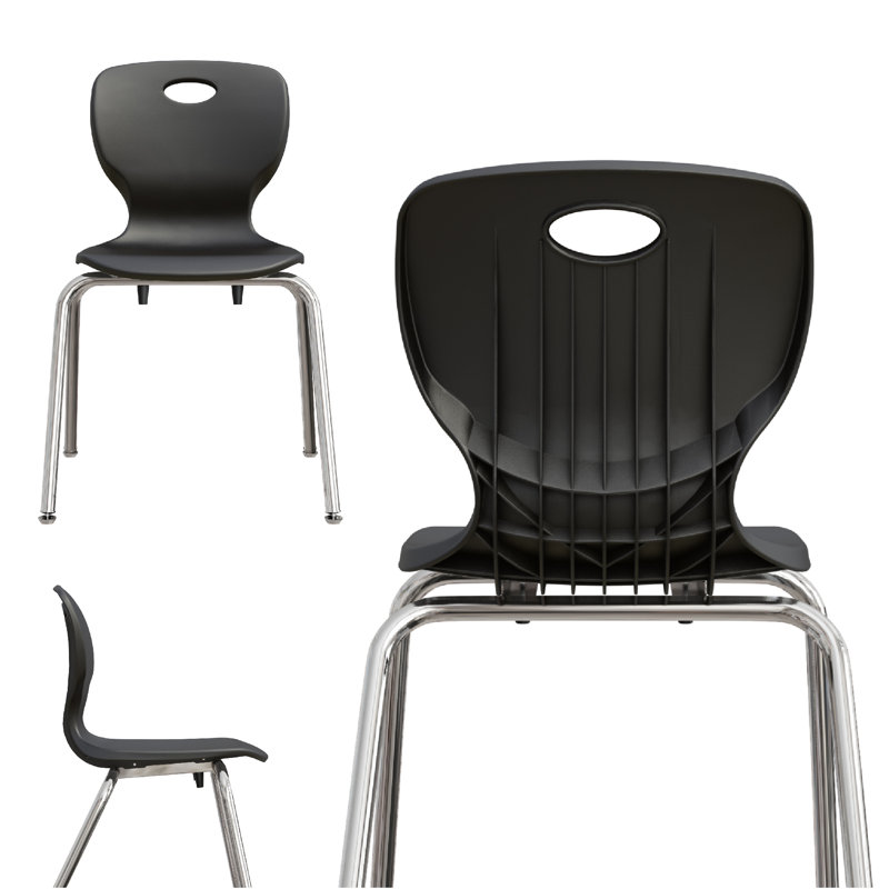 Chaise d'étudiant empilable Classic, 18", Noir