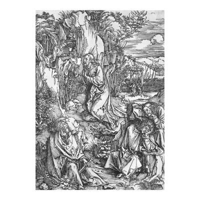 Jésus-Christ sur le Mont des Oliviers (gravure sur bois) (photo en noir et blanc) par Albrecht Dürer - Estampe numérique