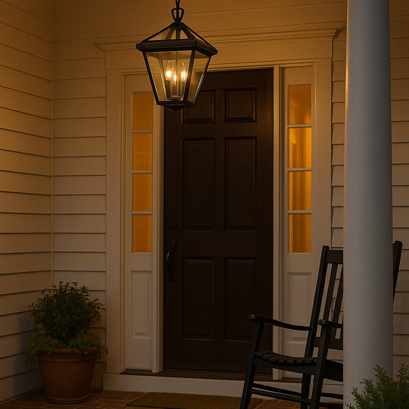 Alford Place 3 Light Outdoor Hanging Lantern, Museum Black