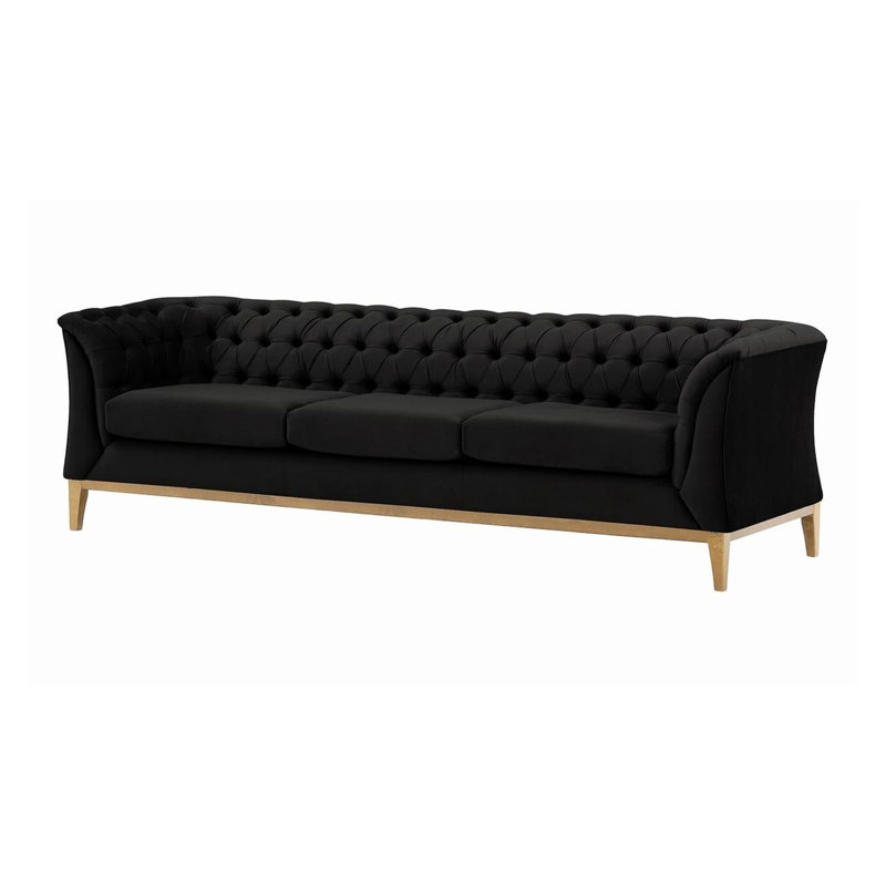 Burnham Velvet 3 Seater Sofa, Black