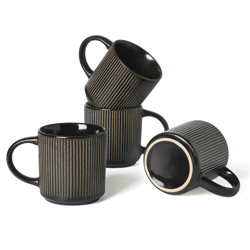 Black Ceramic Mug, Cream & Cocoa