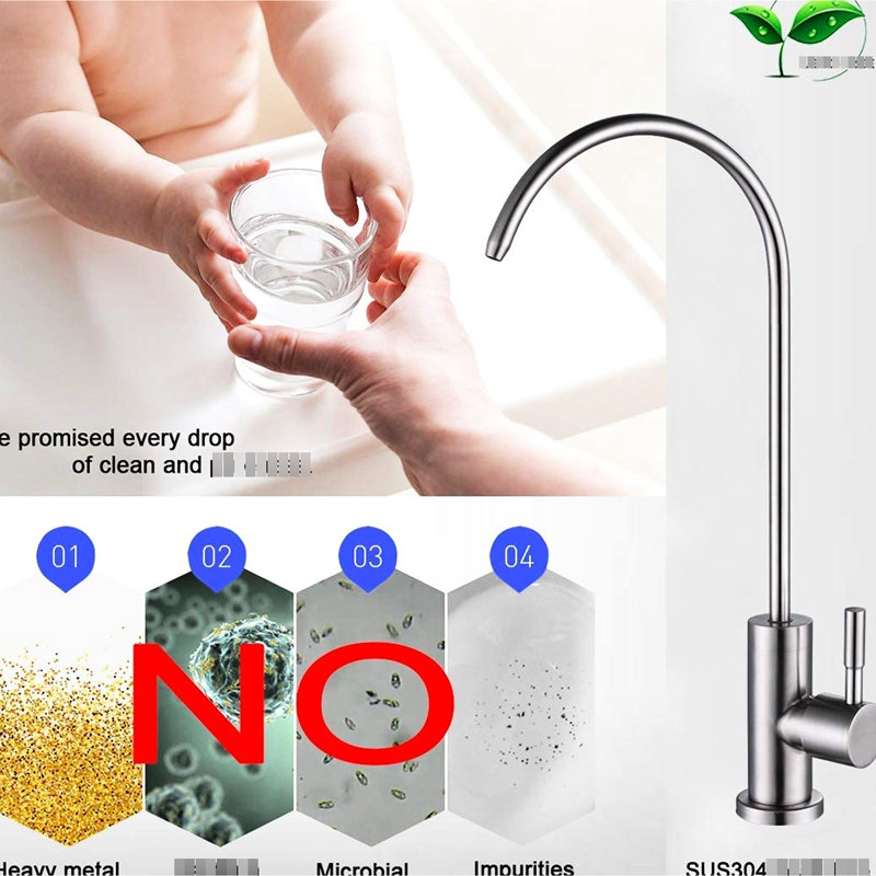 Stainless Steel Drinking Tap - No Drip, 360 Swivel, , Stylish High Faucet Rotation, Dirt, Corrosion, Brushed Nickel