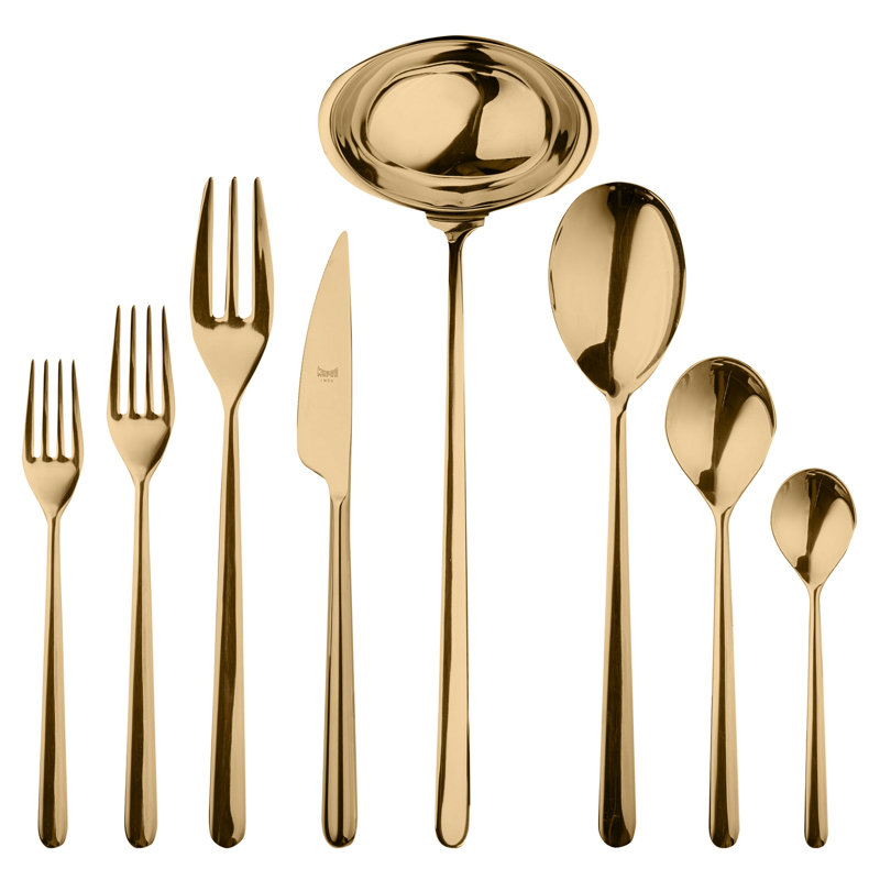 Linea Flatware Set - 43 Pieces - Ice Champagne, Gold