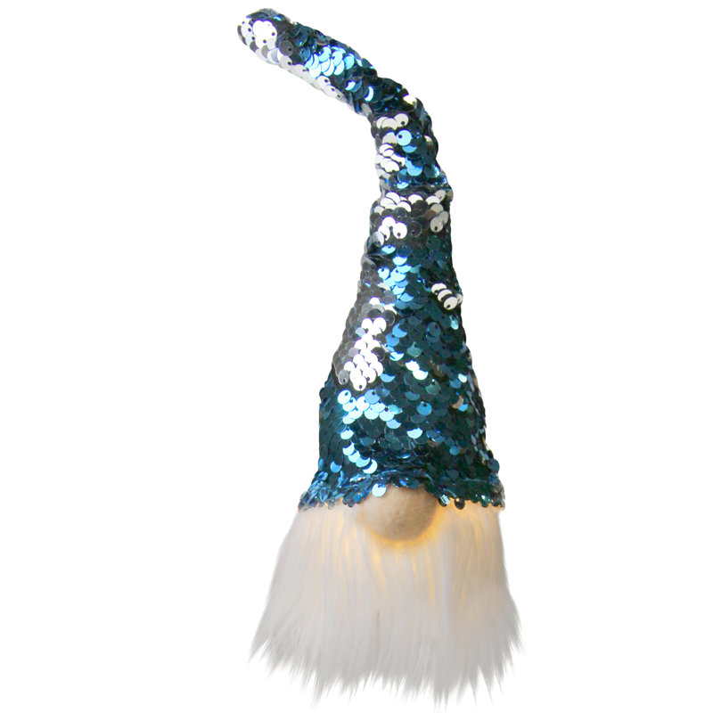 Décoration de Noël en forme de GNOME pré-éclairé avec des décorations bleues et argentées