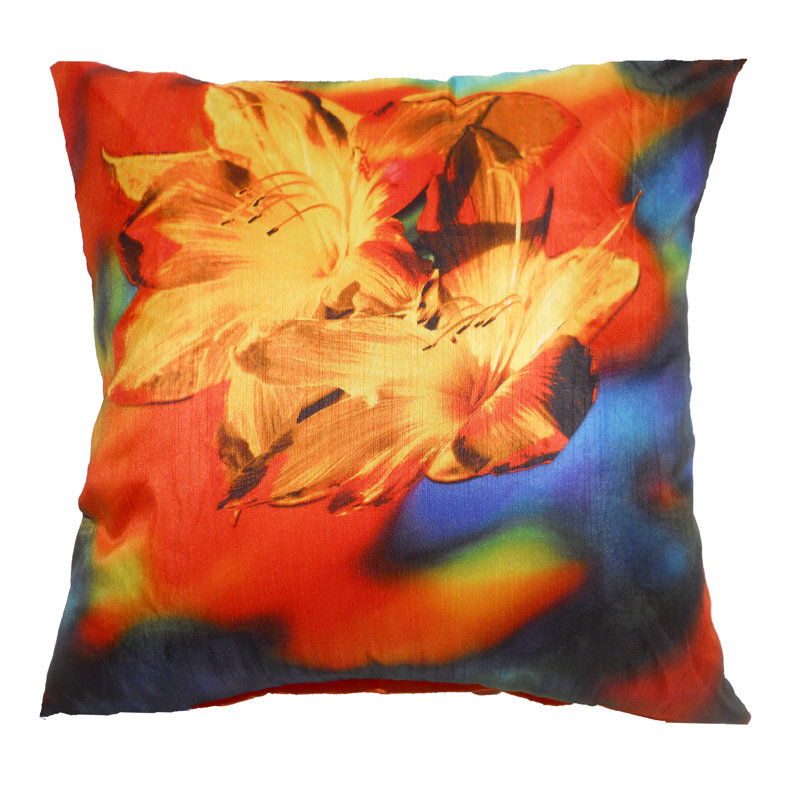 Embroidered Cotton Blend Reversible Throw Pillow