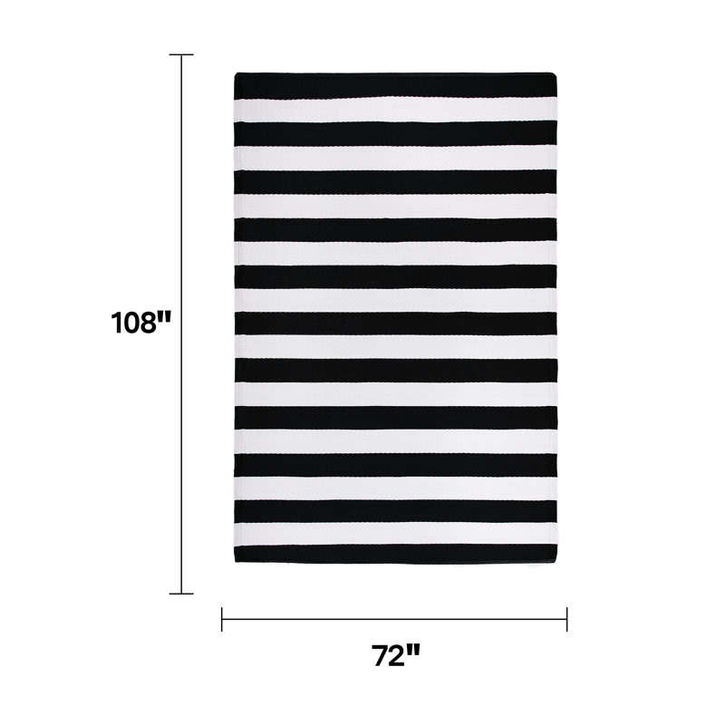 Mayur Outdoor Rug Recycled Plastic Straw Waterproof Patio, Rectangle 6' x 9', Brittany - Black/White