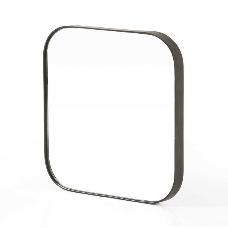 Bellvue Flat Metal Wall Mirror, 47.25" x 47.25", Dark Gray