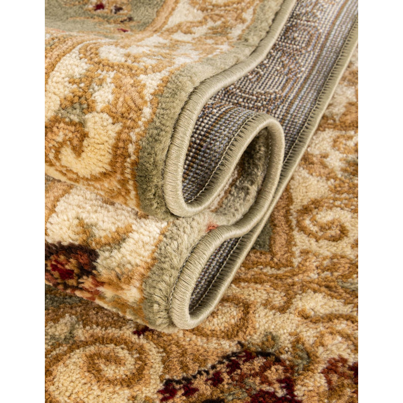 Debora Oriental Area Rug, Square 5'3", Green/Beige