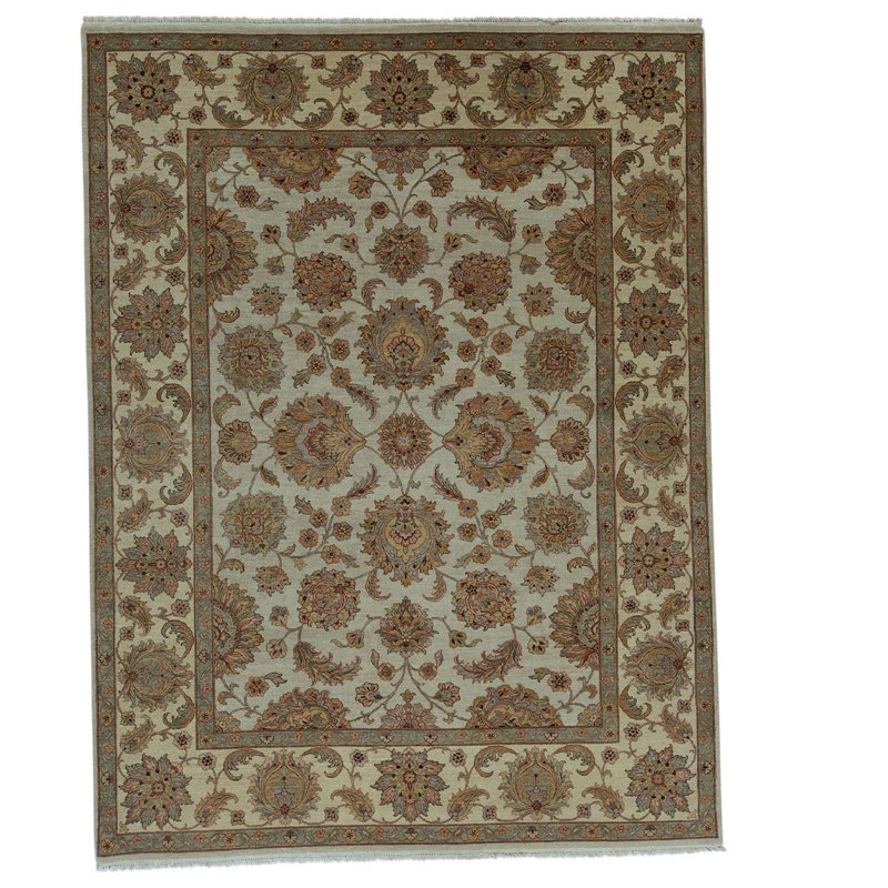 Tapis brun / gris / bleu noué à la main