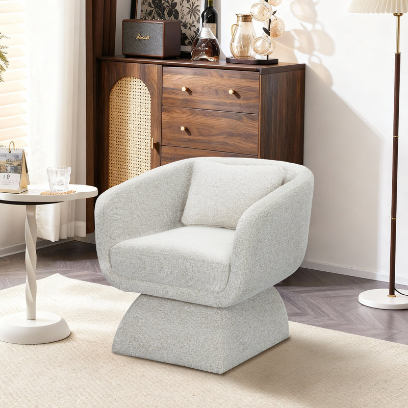 Modern Upholstered Chenille Swivel Accent Chair, 1, Oatmeal