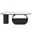 Table basse ovale de luxe moderne, table basse de 47,24 po avec tiroir de rangement, plateau en faux marbre, table centrale en métal noir pour le salon-360834290-360834289
