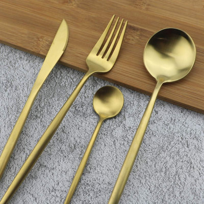 Ensemble de couverts 24 pièces en acier inoxydable, ensemble de couverts à finition mate 18/10 pour la maison et le restaurant, vaisselle durable et élégante pour un usage quotidien