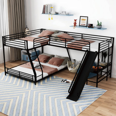 Novah L-Shaped Twin Over Full Metal Standard Bunk Bed with Built-in-Desk by Mason & Marbles -  53B208BC69914CBFB0CF89712A630601