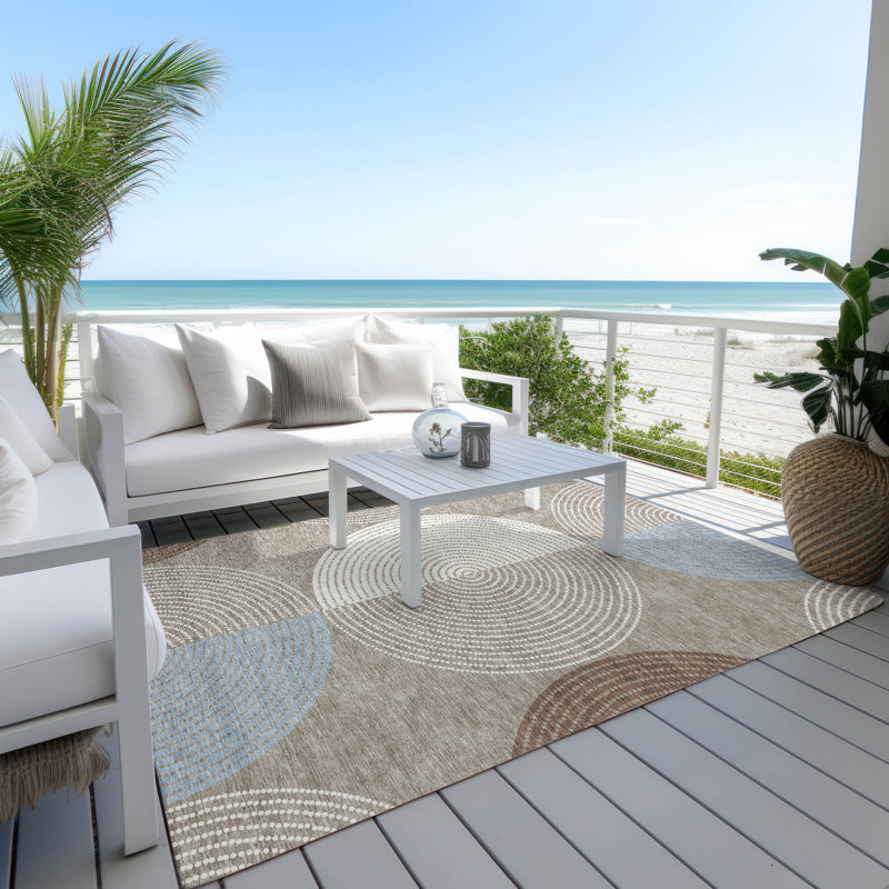 Machine Washable Indoor/Outdoor Jenning ACN2281 Geometric Rug, Rectangle 8' x 10'