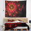Tapisserie abstraite « Fractal Flowers » rouge foncé et vert clair-28482920