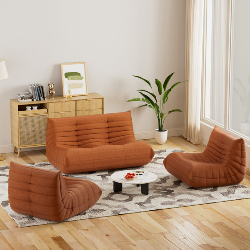 Fireside Chair With Lazy Floor Sofa Couch, Corner Bean Bag Chair, Tatami Sofa, Corner Chair Sofa (1*Loveseat+2*Chairs)