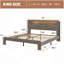 Cadre de lit, cadre de lit plateforme en bois avec tête de lit à DEL avec rangement et 2 ports USB, silencieux, aucun sommier nécessaire et outil d'assemblage facile, grand rangement sous le lit-403118677-432671022