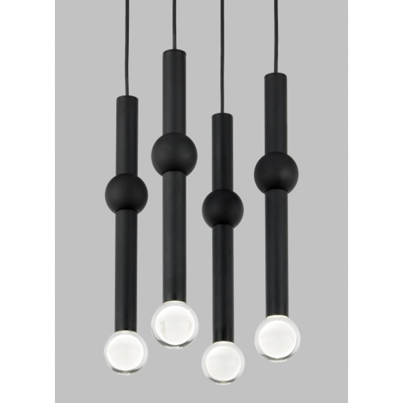 Guyed 4 - Light LED Pendant, Nightshade Black