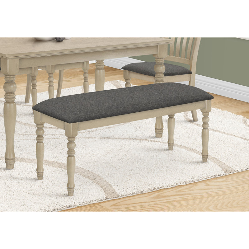 Banc rectangulaire en bois massif 48 po gris rembourré de mousse pour balcon Balcon