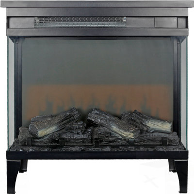 Foyer électrique en verre à trois côtés avec pieds, pour ajouter de la chaleur et de l'ambiance à n'importe quelle pièce