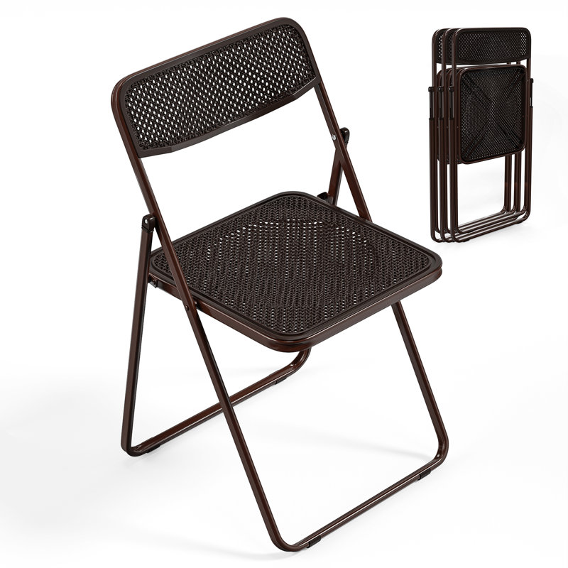 Chaise pliante en plastique imitation rotin (ensemble de 4), Blanc