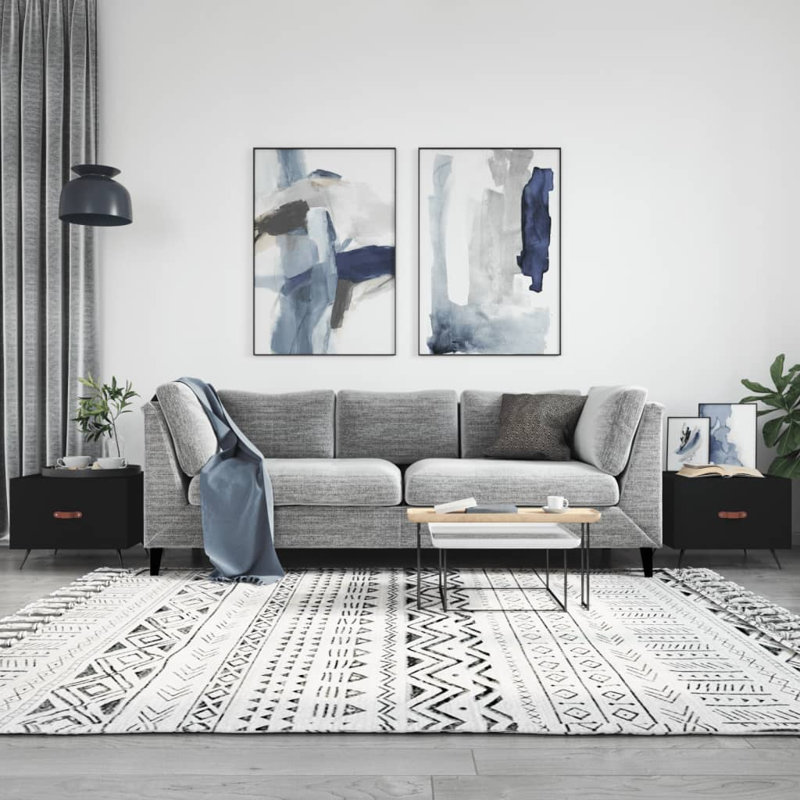 Four Leg Coffee Table with Storage, black