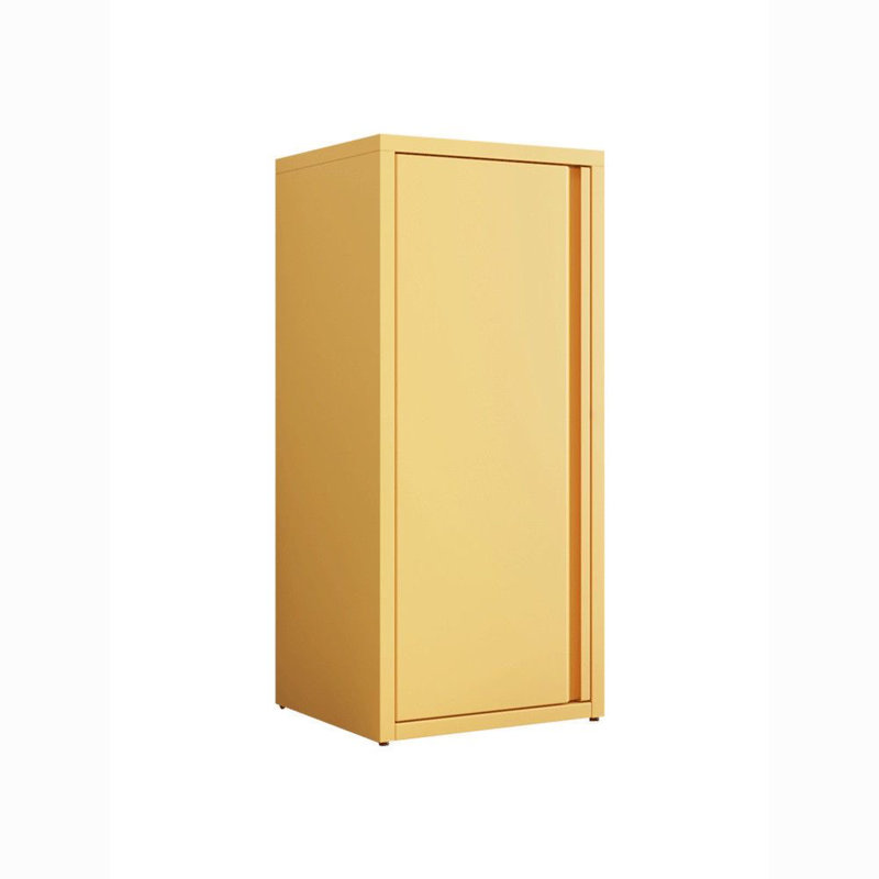 Armoire à porte simple étroite avec porte magnétique à bricolage et tablette réglable, profondeur de 15 po, en blanc, rose, jaune et mauve