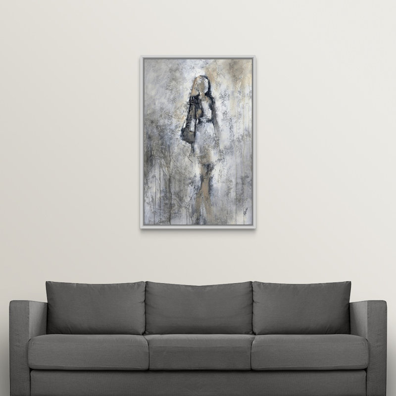 « promenade i », peinture sur toile, H 49,7 po x l 33,7 po x p 1,75 po, Cadre flottant noir