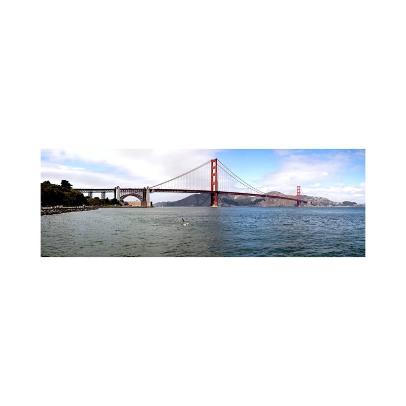 Suspension Bridge Across the Sea, Golden Gate Bridge, San Francisco, California, USA 1 Piece Wrapped Canvas Panoramic Wall Art