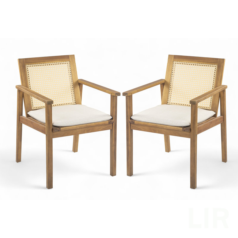Chaise de salle à manger d'extérieur avec coussin Preston (ensemble de 2), chaise