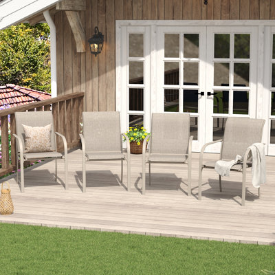 4-Piece Outdoor Stackable Textilene Dining Chair Set