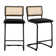 Ambrine Upholstered Boucle Counter & Bar Stool with Cane Rattan Back