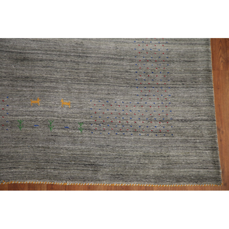 Green/ Gray Gabbeh Handmade Area Rug 8x10
