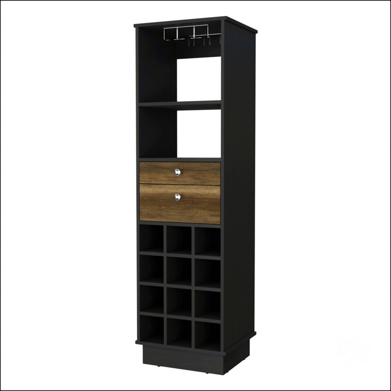 12-Bottle 2-Drawer 1-Shelf Bar Cabinet