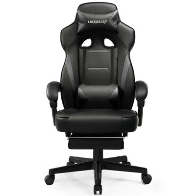 GTPLAYER Adjustable Reclining Ergonomic Faux Leather Swiveling PC & Racing Game Chair with Footrest