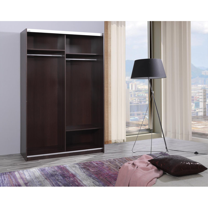 Mikole 2 Door Manufactured Wood Wardrobe, Chestnut Wenge