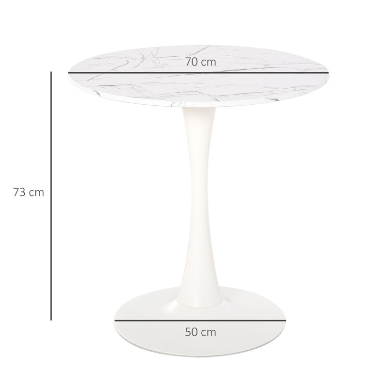 Bayer Round Metal Base Dining Table, White, White