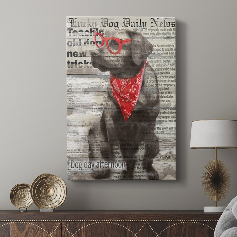 Chien chanceux - galerie Cavas sur mesure, H 18 po x l 12 po