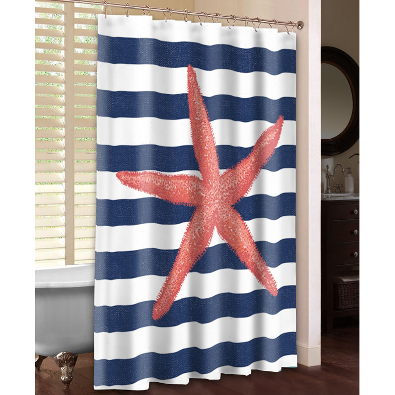 Starfish Stripe Shower Curtain