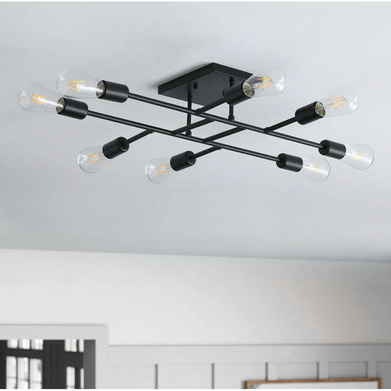 Plafonnier semi-encastré linéaire moderne 8 lumières Spoutnik