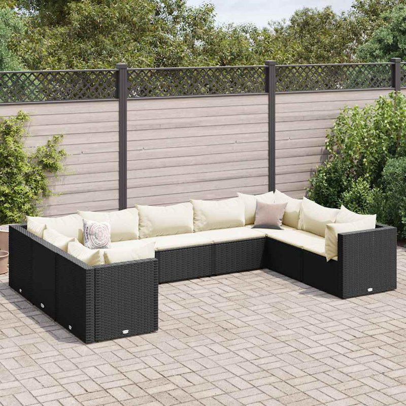  Ensemble de patio noir, blanc crème, Blanc, crème, Noir