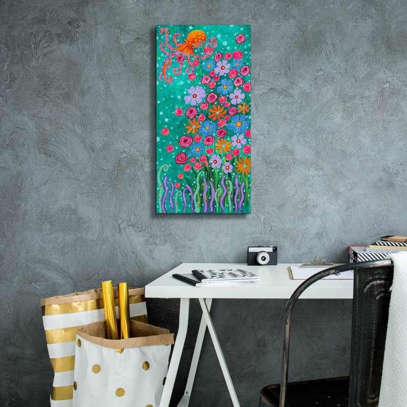  «The Exquis Octopus» par Carrie Sharp, art mural sur toile, 12 po x 24 po, H 24 po x l 12 po