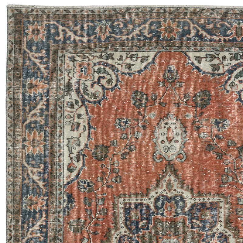 Tapis tribal rétro en laine, tapis de village fait à la main avec médaillon