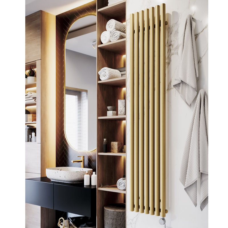 Rolo Room E Electric Radiator, Brass, 180cm H  x 37cm W x 9.6cm D