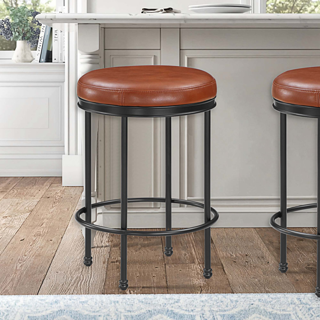 Jahmaine Upholstered Counter Stool with Metal Frame Williston Forge