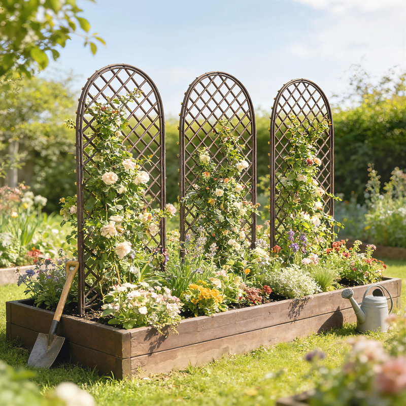 Outsunny Garden Trellis for Climbing Outdoor Plants Natural Wood Finish